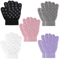 Onesing 5 Pairs Kids Gloves Knit Gloves For Kids Winter Gloves Stretchy Kids Gloves Solid Finger Boys Gloves For Girls Boys