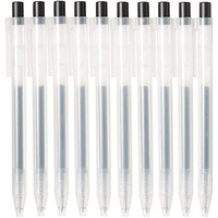 Muji Smooth Gel Ink Ballpoint Pen Knock Type 10-Pieces Set, 05 Mm Nib Size, Black