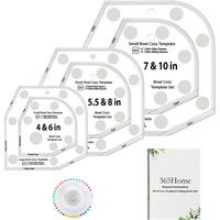 365Home Bowl Cozy Template 3 Sizes, Bowl Cozy Pattern Template Cutting Ruler Set With 40 Pcs Of Sewing Pin And Manual Instruction