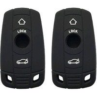 Remote Keyless Entry Silicone Protector Skin Key Fob Cover Case Fit For Bmw 1 3 5 Series Bmw X5 Bmw X6 Bmw Z4 E90 Key Fob (Black 2Pcs)