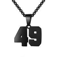 Number Necklaces Personalized Necklaces Black Initial Number Pendant Stainless Steel Chain Movement Necklaces For Men Women (49)