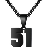 Number Necklaces Personalized Necklaces Black Initial Number Pendant Stainless Steel Chain Movement Necklaces For Men Women (51)