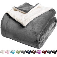 Lbro2M Sherpa Fleece Bed Blanket Twin Size Super Soft Fuzzy Plush Warm Cozy Fluffy Microfiber Couch Throw Velvet Double Reversible Blankets,Grey