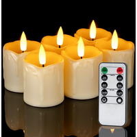 Homemory 2\" X 2\" Timer Remote Control Flickering Flameless Votive Candles, Realistic Battery Operated Candles, 6Pack 3D Wick Electric Fake Candles For Christmas, Wedding, Home Decorations