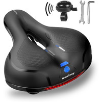 Gincleey Comfort Bike Seat For Women Men?With Bell? Wide Bicycle Saddle Replacement Memory Foam Padded Soft Bike Cushion With Dual Shock Absorbing Universal Fit For Indoor/Outdoor