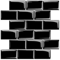 Stickgoo Subway Tiles Peel And Stick Backsplash, Stick On Tiles Kitchen Backsplash In Black (Sample, Thicker Design), 12\" X 12\"