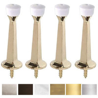 Liberty Premium Door Stop Metal Solid Rigid Door Stopper Brushed 3 (Brass Plated, 4 Pack)