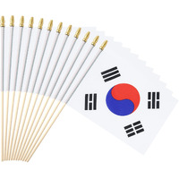 Ckexin 25Pack Small South Korea Flags Handheld Mini Korean Stick Flags 5X8 Inch