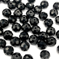 Dowarm 400 Pieces 4Mm Crystal Glass Beads, Briolette Beads For Jewelry Making, Rondelle Crystal Beads For Crafts Wind Chimes Suncatchers Wine Charms, Briolette Spacer Beads (Jet Black, 4Mm)
