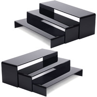 Andgoo 6Pcs Large Acrylic Risers, Black Rectangular Showcase Collectibles Display Shelf, Retail Desktop Display Stand For Organize And Decoration