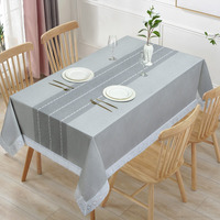 Jucfhy Vinyl Tablecloth With Flannel Backing,Plastic Waterproof Rectangle Tablecloths,Flannel Backed Table Cloth For Camping Dining Indoor & Outdoor,Durable Table Cover(Grey Stripes,60 X 84 Inch)