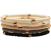 Goojids Surfer Heishi Clay Bead Bracelets For Women Bohemian Stackable Gold Beaded Stretch Bracelets Elastic Layering Friendship Bracelets Set Boho Jewelry (B-New Surfer Color B)