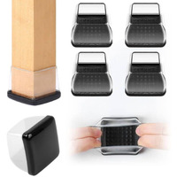 8 Pcs Extra Large Chair Leg Sliders For Carpet, Square Chair Glides For Carpet, Teflon Furniture Pads, Bar Stool Chair Leg Protectors For Carpet, Chair Leg Caps Covers (Fit 1.45\" - 2\", Clear)