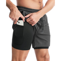 Aolesy Mens 2 In 1 Running Shorts 5 Inch Workout Gym Athletic Shorts For Men Quick Dry Lightweight Training Shorts With Pockets Dark Grey