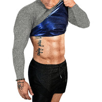 Fuxert Sauna Shirt For Men Long Sleeve Sauna Suit Sweat Compression Top Weight Loss Body Shaper For Workout Sports(Gy Xxl)