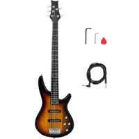 Ktaxon 5 String Electric Bass Guitar, Full Size Standard Right Handed Rosewood Fretboard Bass Kit With Gig Bag Strap Cable Wrench Tool (Sunset)