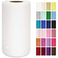 White Glitter Tulle Rolls 6 Inch By 50 Yards Sparkle Fabric Ribbon For Christmas Gift Wrapping Diy Tutu Skirt Sewing Bow Wedding Decorations Craft Supplies