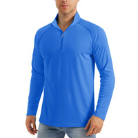 Fishing Shirts For Men Long Sleeve 1/4 Zip Sun Protection Work Shirts Upf Shirts Uv Shirts Upf 50 Shirts Running Shirts Athletic Shirts Fishing Shirts Azure