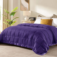 Downluxe Queen Size Blanket With Satin Trim, Lightweight Down Alternative Blankets Queen Size For All Season, Machine Washable (Purple, 90X90 Inch)