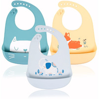 Yingjee Baby Bibs Silicone Bibs 3Pcs For Feeding And Adjustable Waterproof Bibs With Food Crumb Catcher Pocket Soft Easily To Clean Bibs For Toddlers