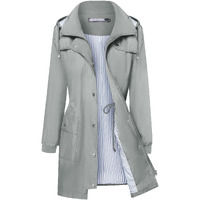 Bloggerlove Womens Rain Coats Waterproof With Hood Outdoor Windbreaker Women\'s Rain Jacket Lined Raincoat Fall Jackets Grey L