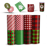 Christmas Sublimation Transfer Ink Sheets For Heat Press Machine, Plaid Elks Holiday Sublimation Transfer Paper For T Shirts,Tumblerss,4.5X12Inch,8Pcs