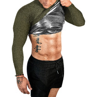 Fuxert Sauna Shirt For Men Long Sleeve Sauna Suit Sweat Compression Top Weight Loss Body Shaper For Workout Sports(Gn L)