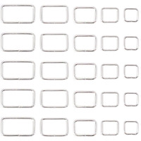 Swpeet 50 Pcs Sliver Assorted Metal Rectangle Ring, Webbing Belts Buckle For For Belt Bags Diy Accessories - 13Mm  15Mm  20Mm  25Mm  35Mm
