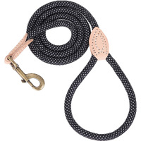 Mile High Life Reflective Dog Leash, Strong Nylon Dog Rope Heavy Duty Dog Training Leashes For Small Medium Large Dogs, Heavy Duty Climbing Rope Dog Leash W Leather Tip(Black, 48 Inch)