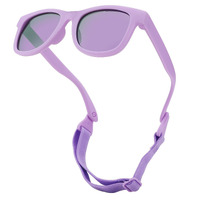 Coasion Bendable Flexible Polarized Newborn Baby Sunglasses With Strap For Infant Boys Girls Age 0-12 Months (Purple/Purple Mirror)