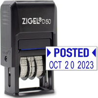 Zigel D50 Date Stamp With Posted - Self Inking Date Stamp - Blue