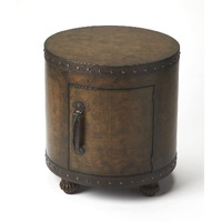 Homeroots Light Brown Wood, Leather, Laquer, Paper Vasco Old World Map Duffel Table