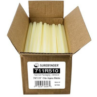 Surebonder 711R510 Full Size 10" Fast Set Packaging Hot Glue Sticks For Box And Package Sealing, 15 Second Set Time, 5 Lb Box, Light Amber
