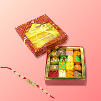 Red Bandhani Square Large with Rakhi