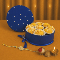 Royal Blue Combo - Cashews & Pendas with Rakhi