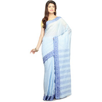 Carolina Blue Cotton Woven Festival Saree