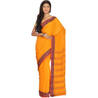 Gamboge Yellow Cotton Handloom Shantipuri Tant Casual Saree