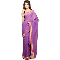 Deep Violet Cotton Woven Festival Saree