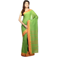 Lime Green Cotton Woven Festival Saree