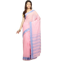 Light Pink Cotton Woven Festival Saree