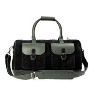 Ajax Vegan Leather Duffle Bag Black & Green