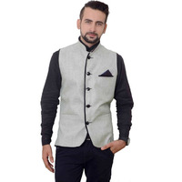 OORA Men's Indian Cotton Blended Nehru Jacket Waistcoat Traditional Wedding Party Festive Season Dress