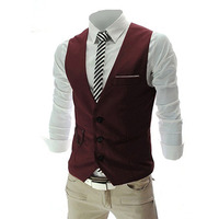 OORA Maroon Color Formal V-Shape Tuxedo Style Waist Coat Fine,Ultra Slim Fit, Half Sleeves Blazer ,Casual Jacket for Men