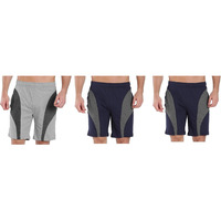00RA WITH AS LOGO Men Cotton Sports Shorts Combo Pack Of 3 (Size-M,colour:  Grey-Navy-Navy) (Color: Light Grey, Size-26 to 30 Inches Waist)