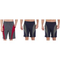 00RA WITH AS LOGO Men Cotton Sports Shorts Combo Pack Of 3 (Size-L, colour: Charcoal - Navy-Navy)