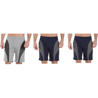 00RA WITH AS LOGO Men Cotton Sports Shorts Combo Pack Of 3 (Size-XL, colour: Grey-Navy-Navy) (Color: Light Grey, Size-30 To 36 Inches Waist)