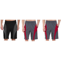 00RA WITH AS LOGO Men Cotton Sports Shorts Combo Pack Of 3 (Size-XXL, colour: Black-Charcoal-Charcoal) (Color: Black--CharkGrey--CharkGrey, Size-32 To 38 Inches Waist)