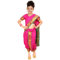 Bhartiya Paridhan Girls Ready To Wear Stitched Art Silk Traditional 9 Yard Saree With Stitched Blouse