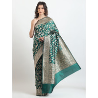 The Weavers Shop By Raavi Brocade Pure Katan Silk Handloom Banarasi Saree With Unstitched Blouse