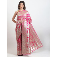 The Weavers Shop By Raavi Brocade Pure Silk Handloom Banarasi Saree With Unstitched Blouse